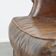 Grand fauteuil à oreilles en cuir de mouton de style anglais vintage