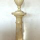 Column and vase lamp in alabaster with 20th century floral decoration