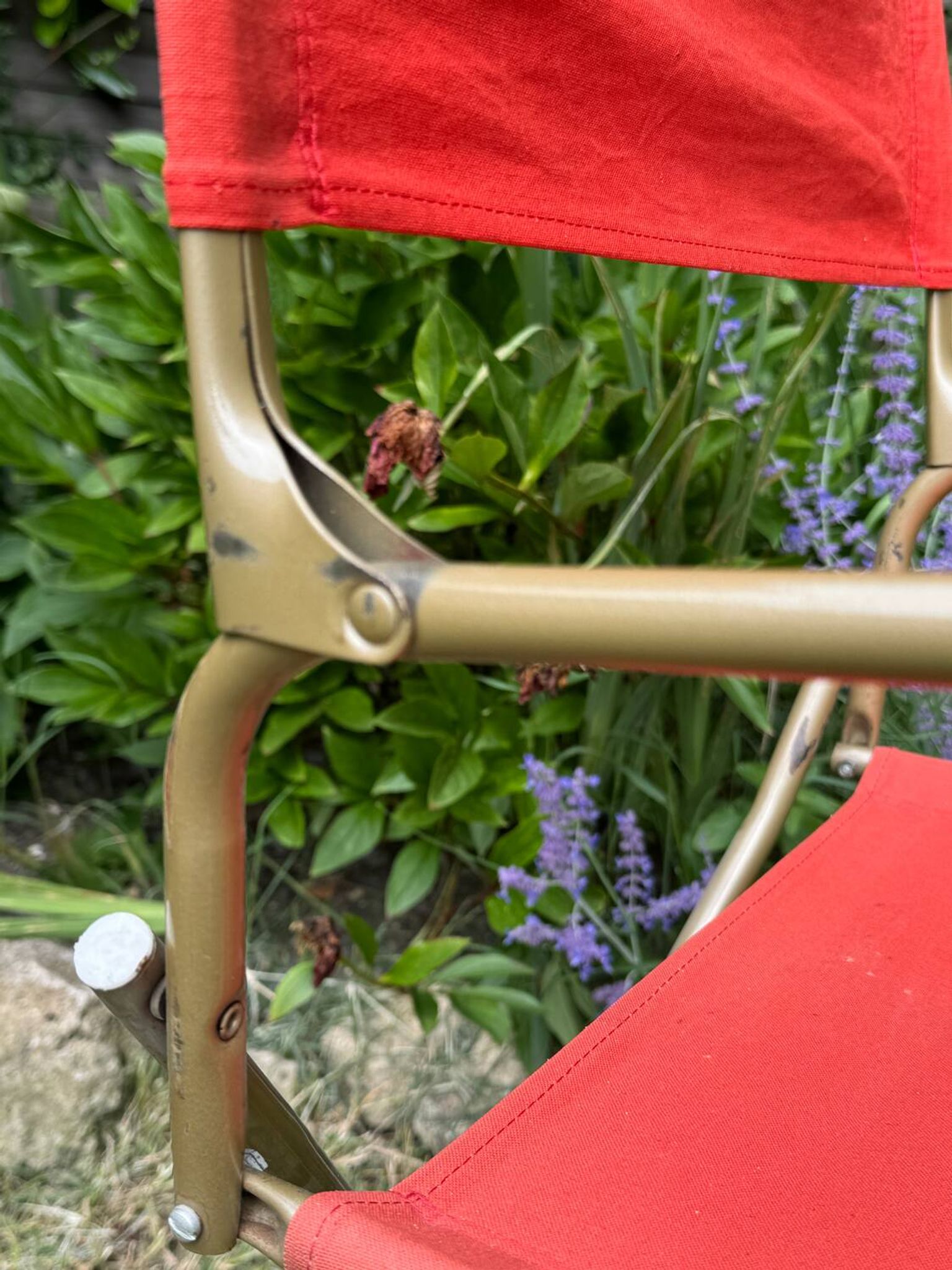 Fauteuil de camping pliant orange vintage