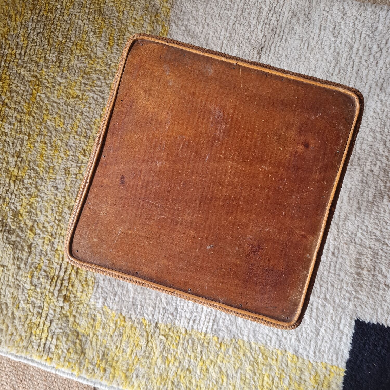 Vintage rattan stool or side table – 1960s Riviera style