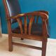 Fauteuil bois et cuir style colonial