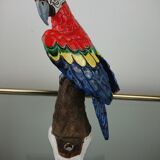 Enamelled ceramic parrot signed Maillard