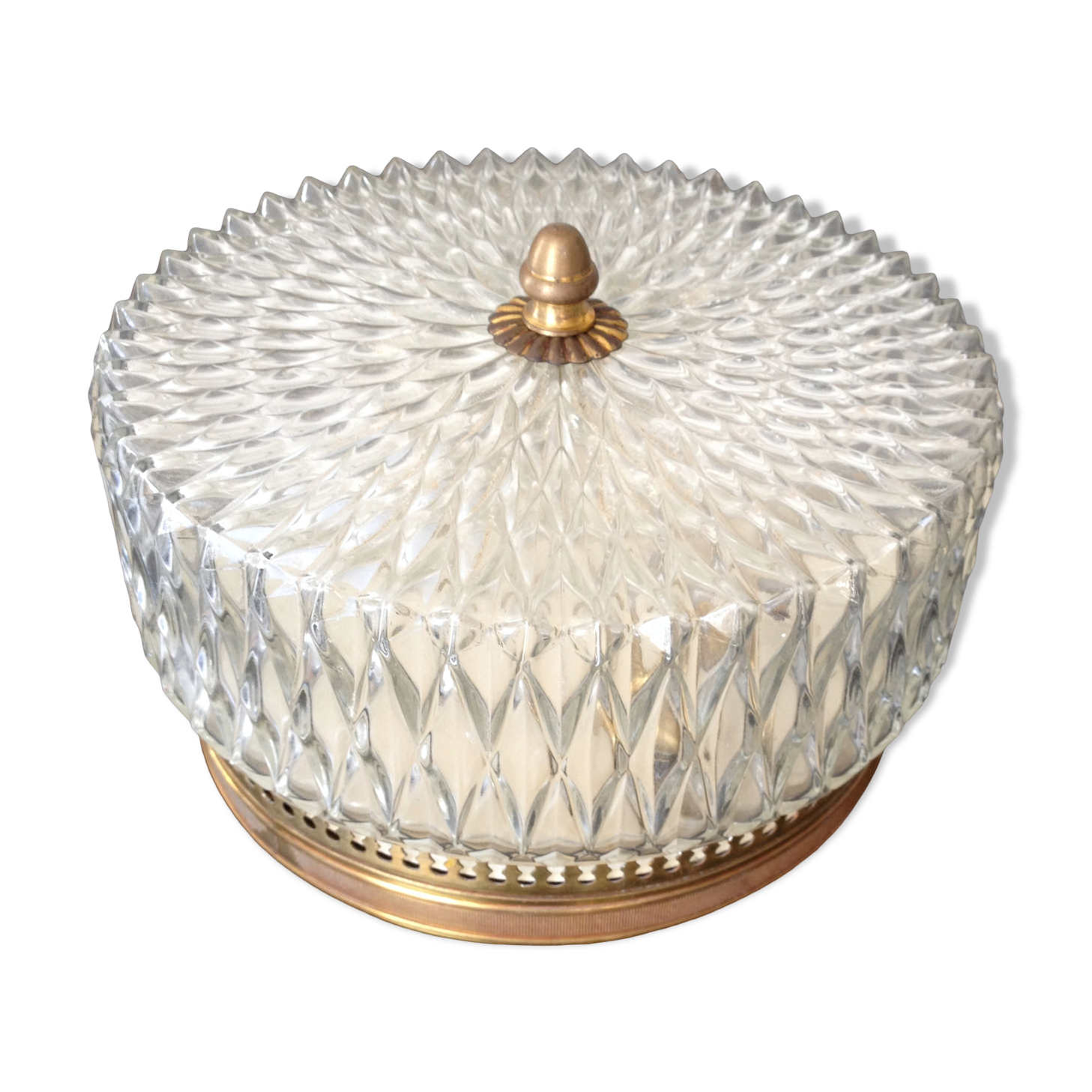 Glass and brass ceiling lamp