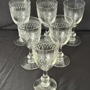Wine glasses Antique Bohemian hand engraved crystal  – French country