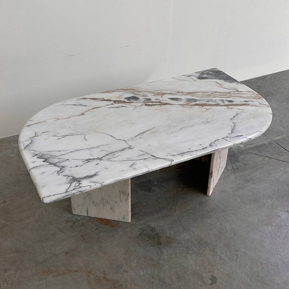 Large Italian postmodern marble coffee table, sculptural vintage stone table, 1980s