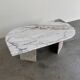 Large Italian postmodern marble coffee table, sculptural vintage stone table, 1980s
