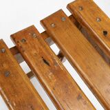 Industrial brutalist wooden stool, Belgium ca. 1920