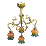 Art nouveau chandelier in gilt bronze, france, circa 1890