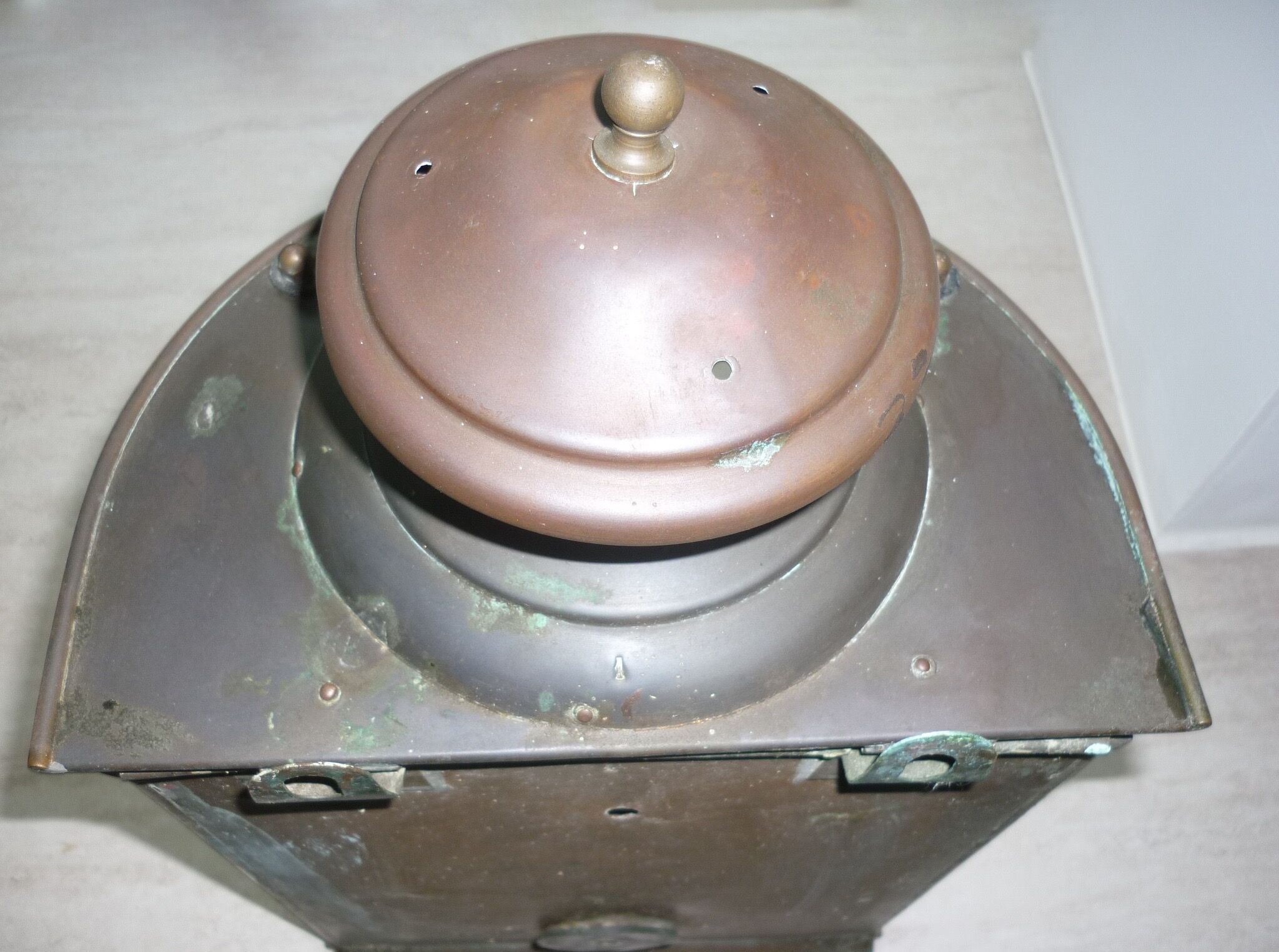 Ancient half-moon brass wall lantern