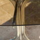 Oval glass and stainless steel table 70s