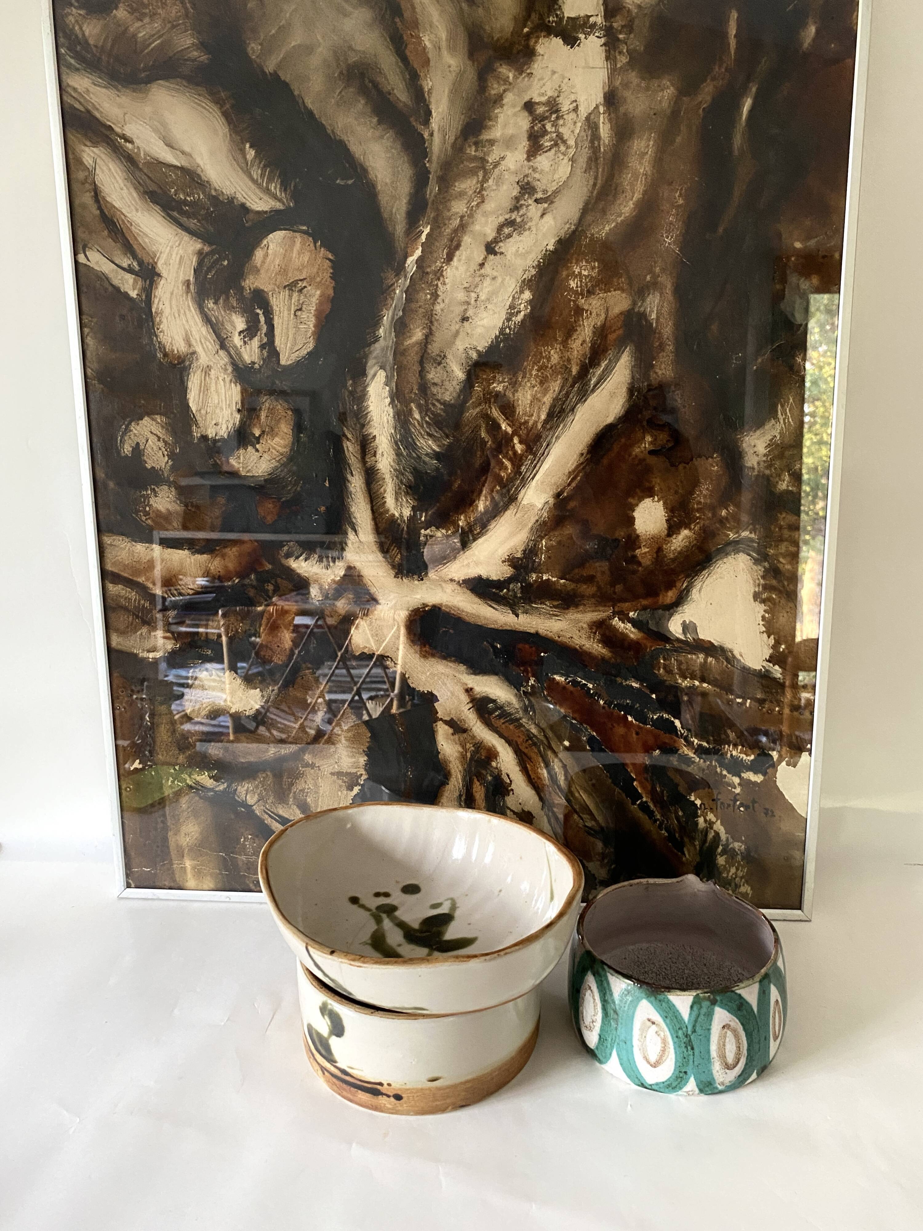 Painting 1972 under glass, metal frame