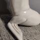 White ceramic sea lion lamp and opaline globe