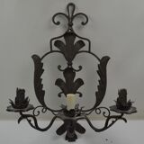 Pair of grey patinated iron wall lamps