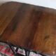 Antique farmhouse patinated extendable table in oak with carved edge, 1900