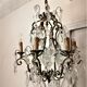Old cage chandelier. Bronze and tassels. 6 arms of lights.