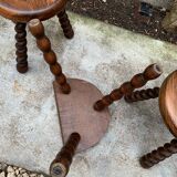 3 vintage turned wood stools