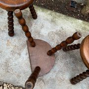 3 vintage turned wood stools