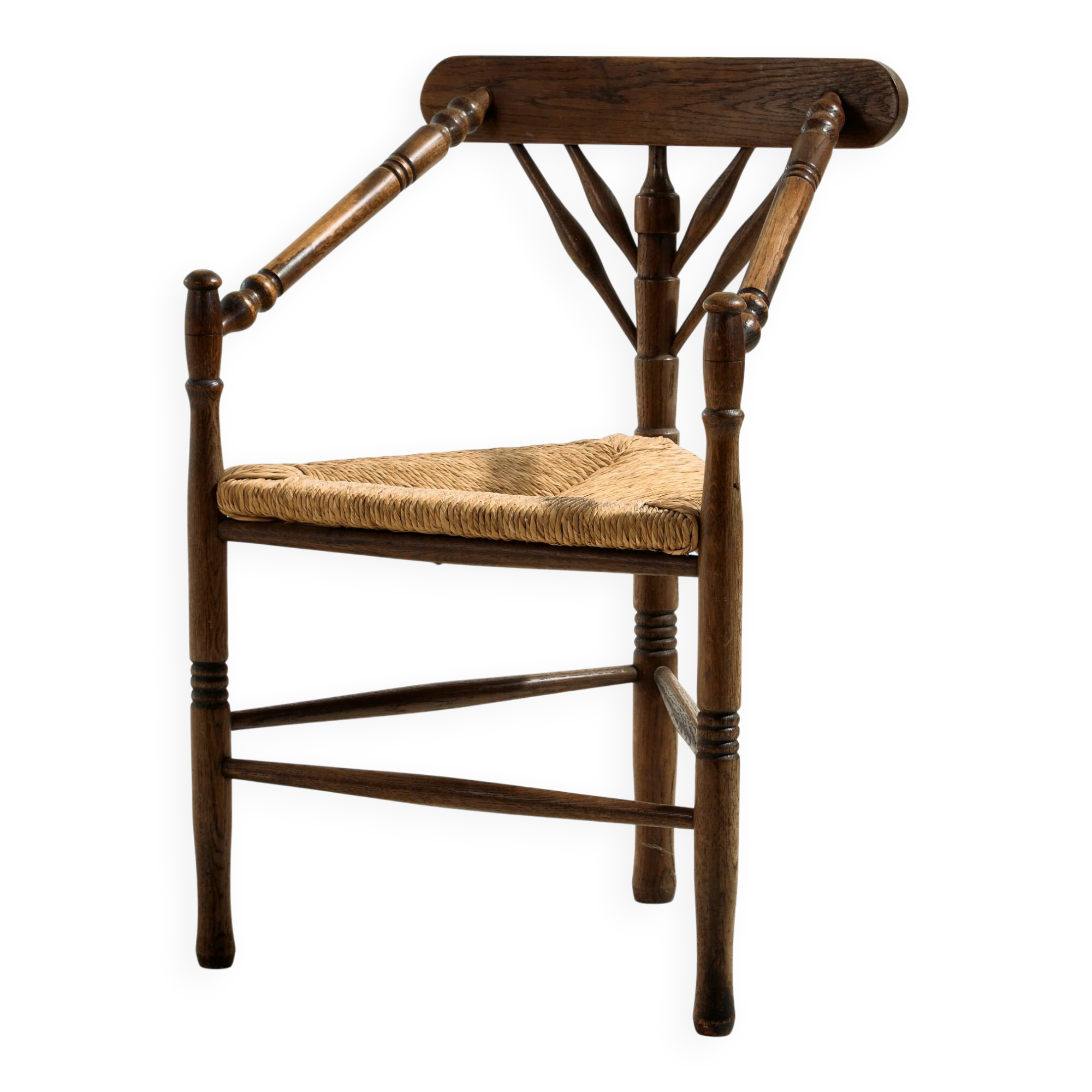 Oak armchair with three legs