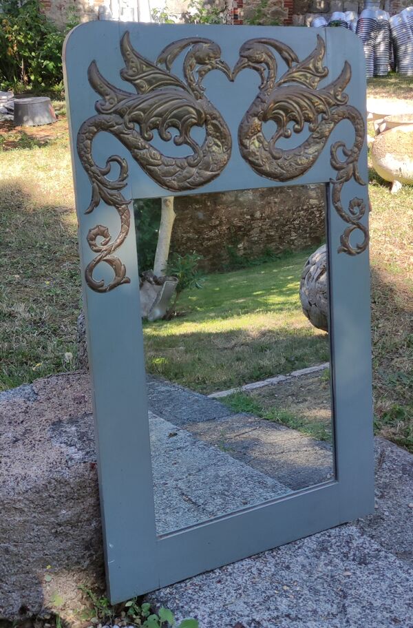 Miroir vintage original décor oiseaux
