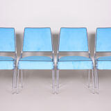 Blue velvet Art Deco seating set made in 1940s Czechia