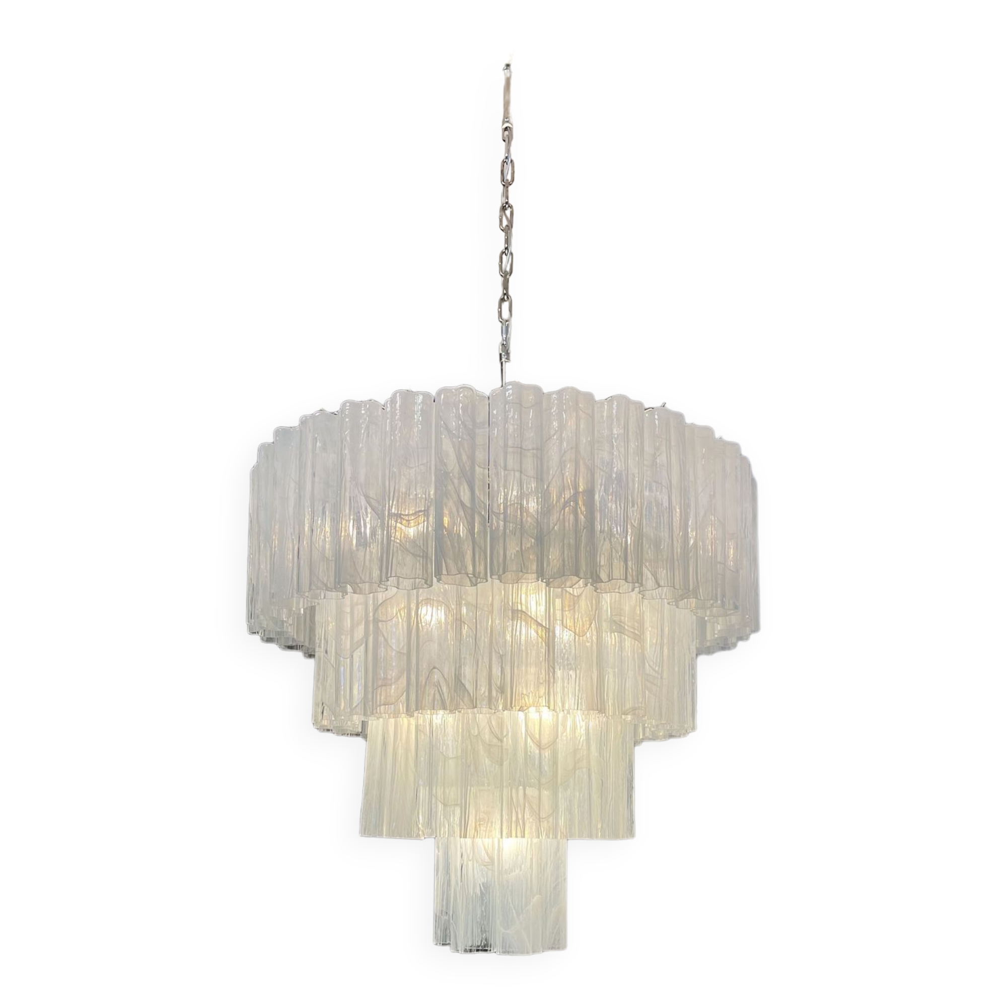 Multi-level chandelier in vintage murano glass - 78 glasses blanc d'albatre