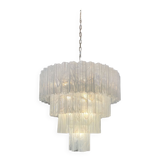Lustre à plusieurs niveaux en verre de murano vintage - 78 verres blanc d'albatre