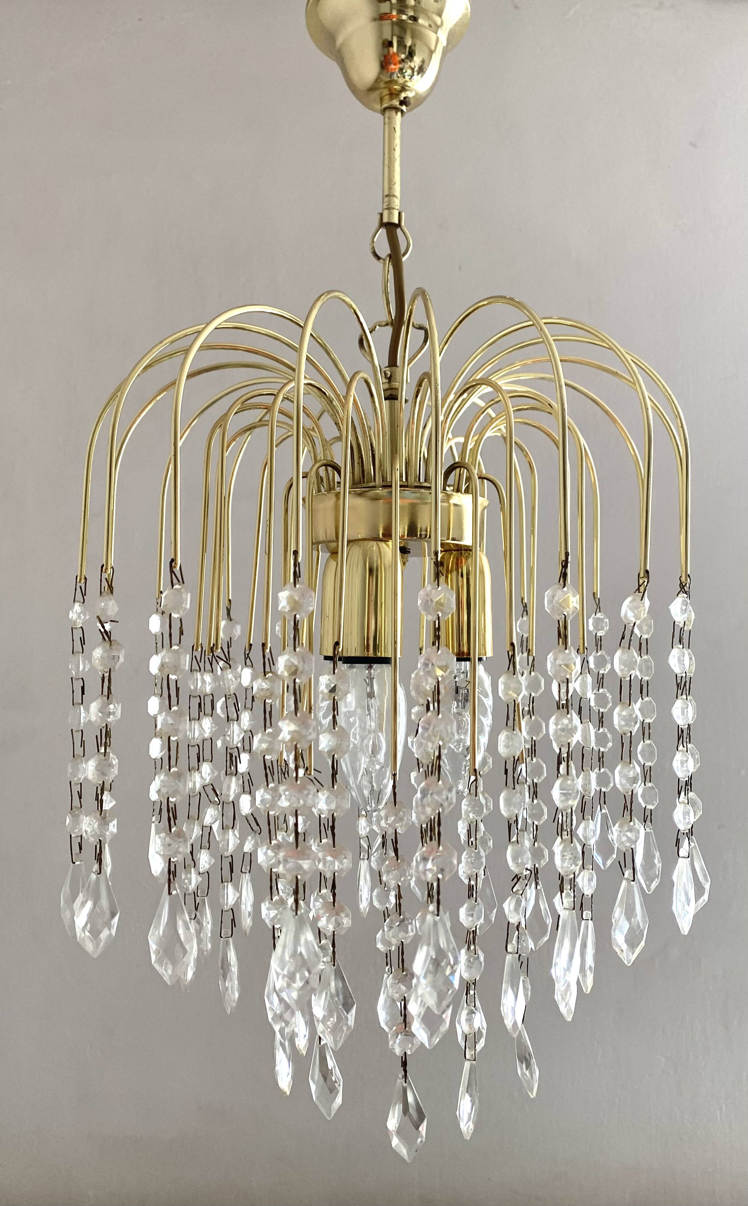 Vintage Italian waterfall chandelier with tassels
