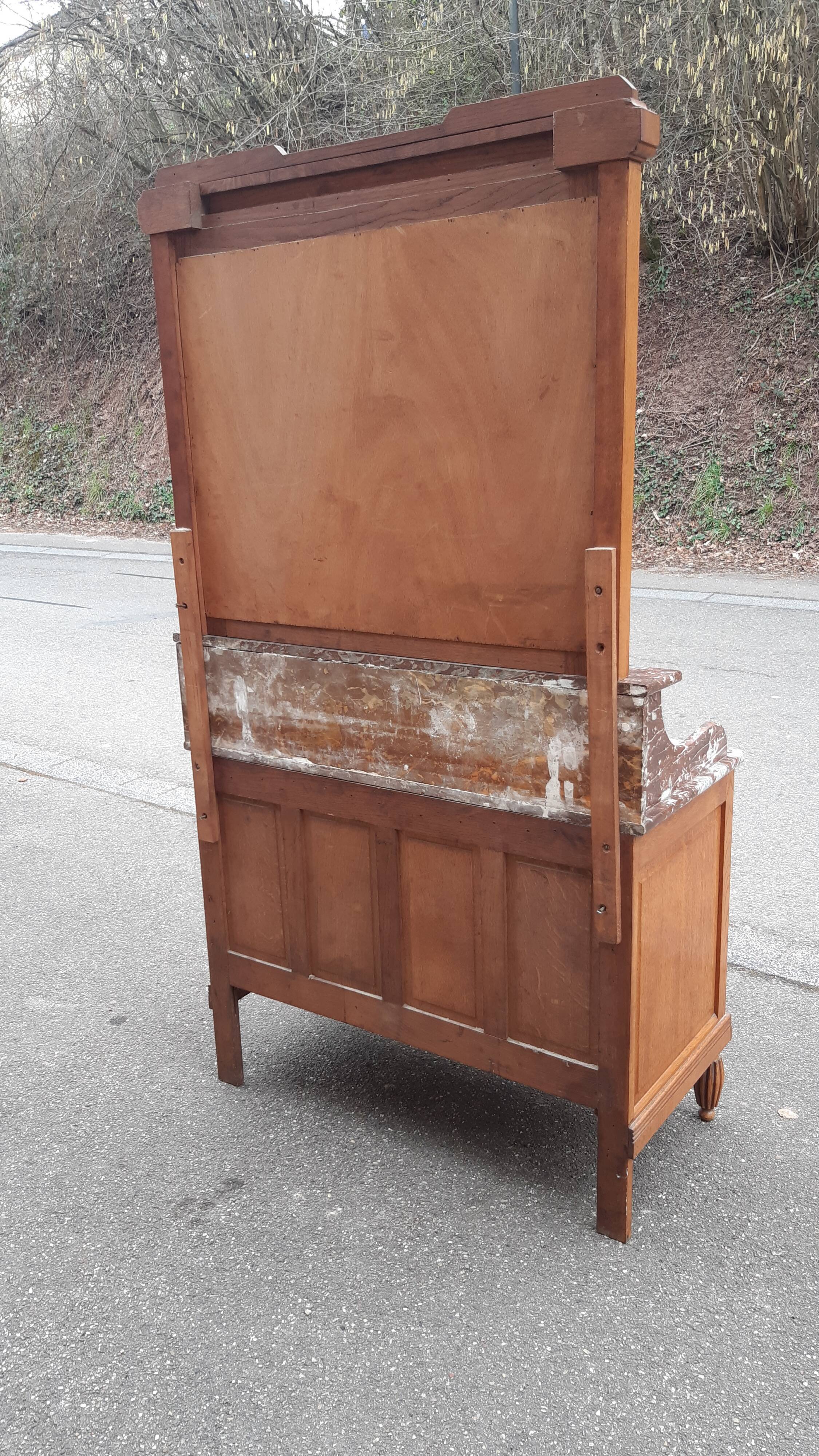 Oak and marble dressing table chest of drawers