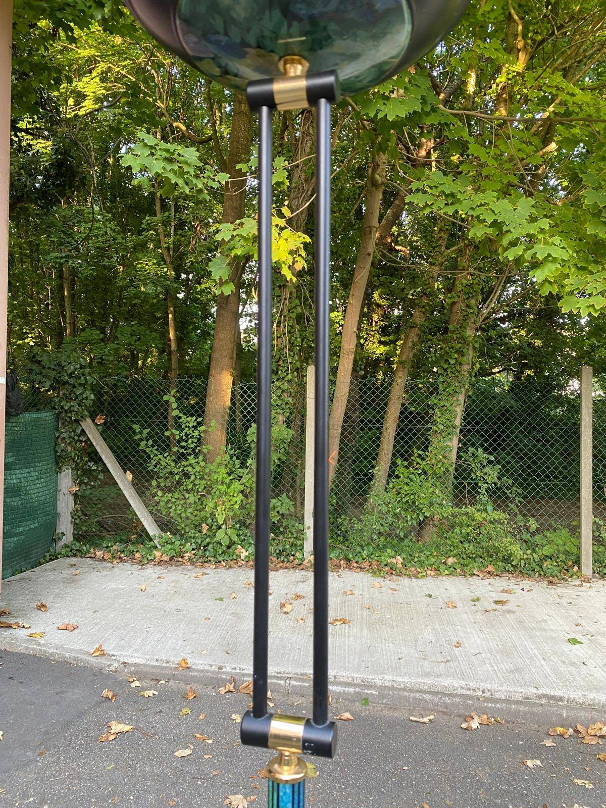 Lampadaire art déco italien doré et vert bleu