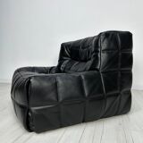 ‘80s vintage leather Kashima 1-seater + ottoman by Michel Ducaroy for Ligne Roset