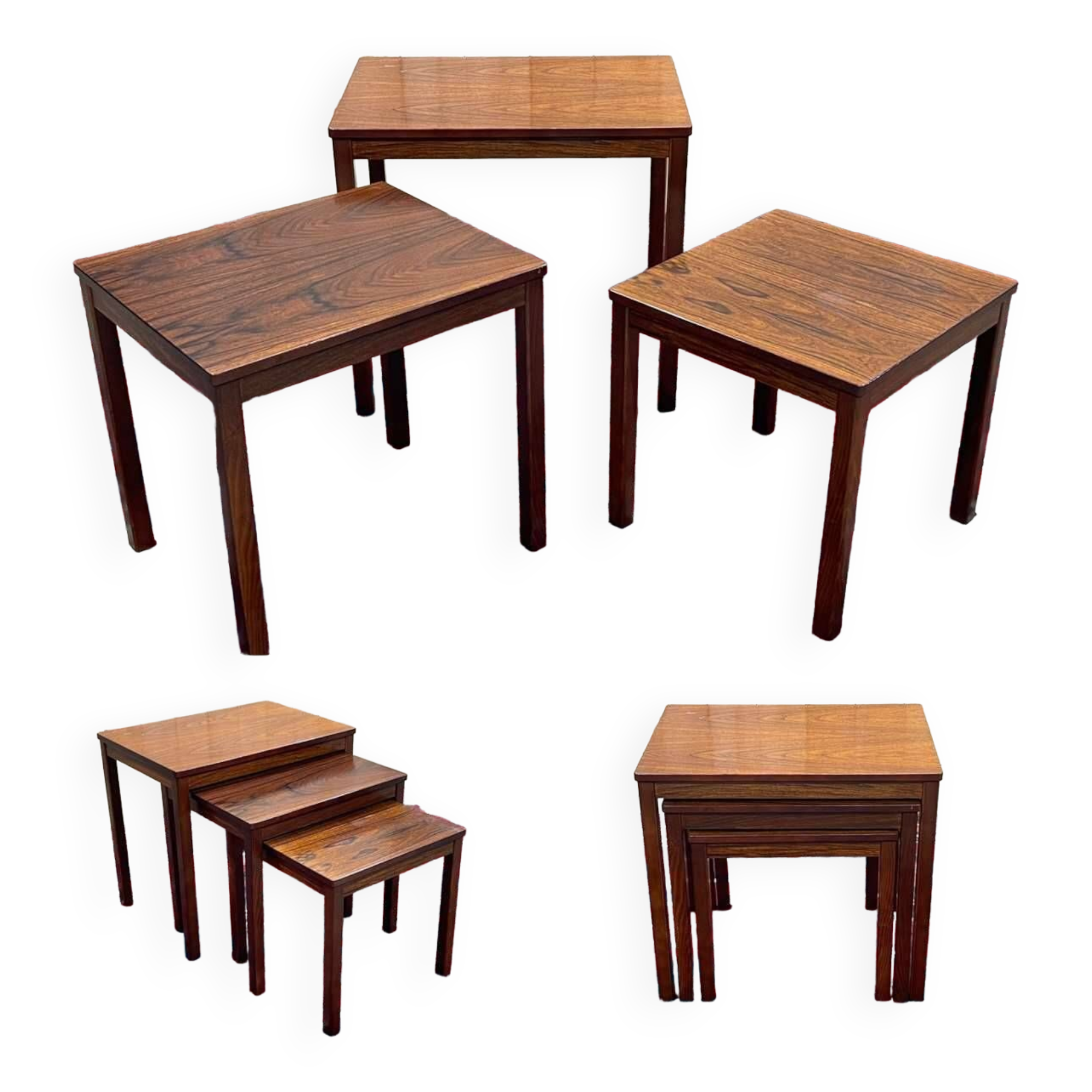 Suite of 3 rosewood nesting tables from the 70s | Selency