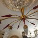 5-light brass chandelier 1950