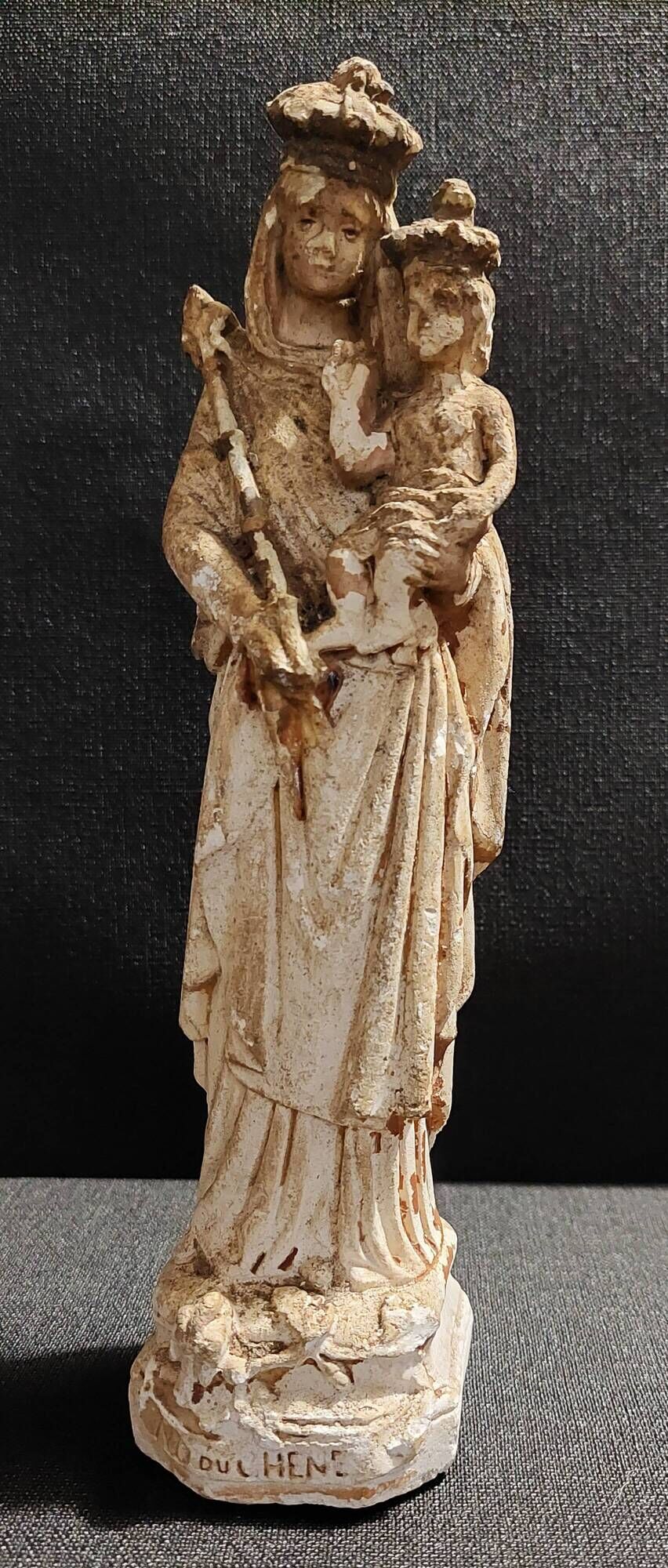 Religious statue of Our Lady of the Oak plaster 19th century