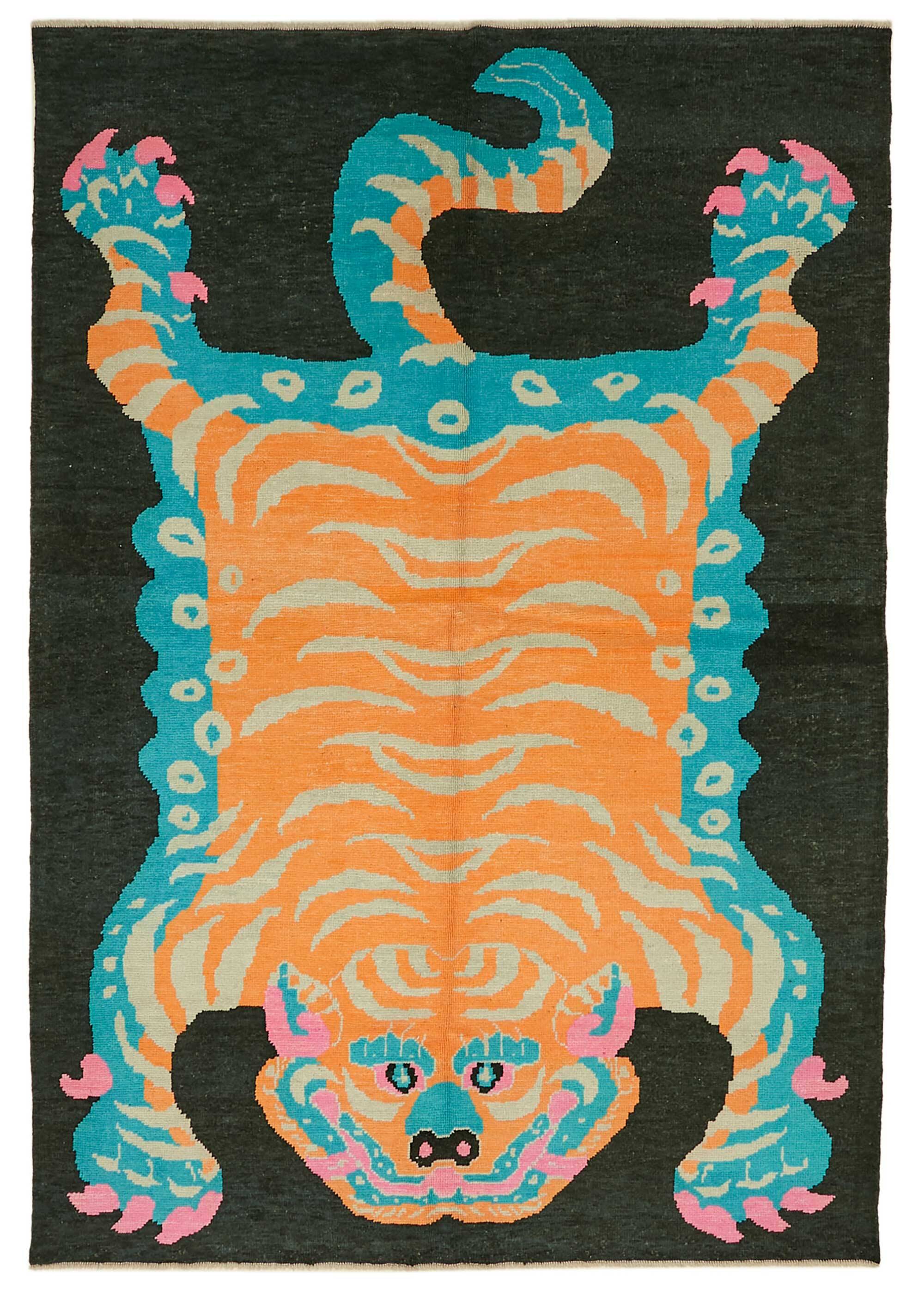 Tapis tigre turc en laine noué à la main 212 cm x 304 cm