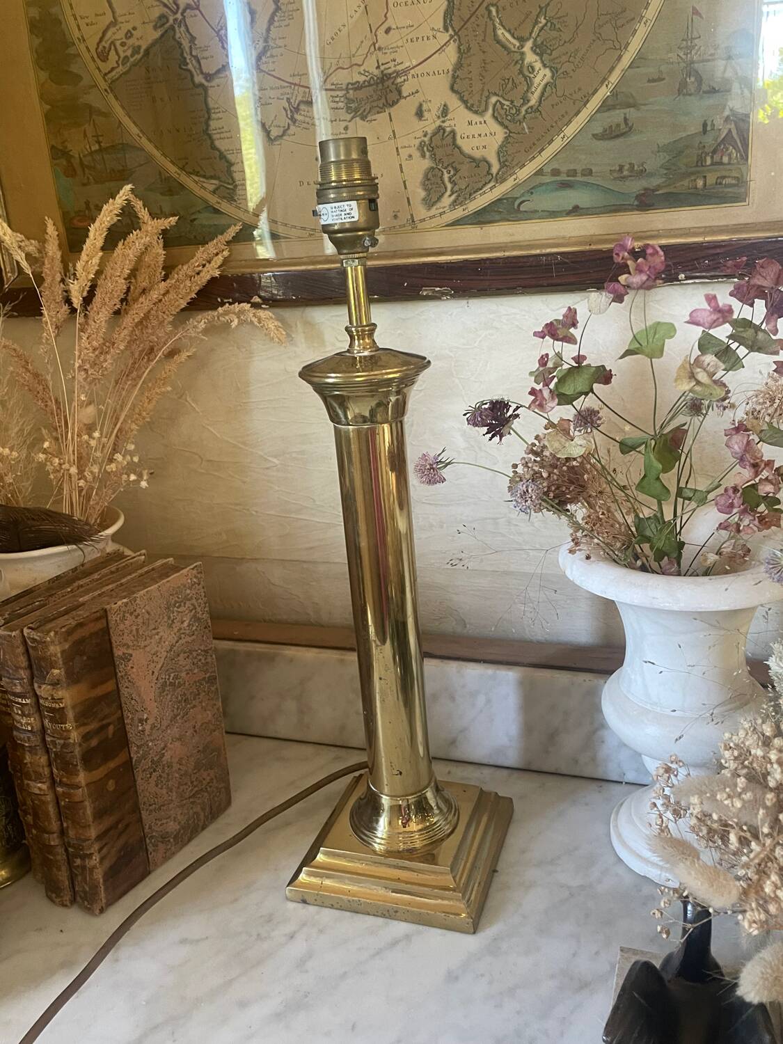 40cm vintage brass column lamp