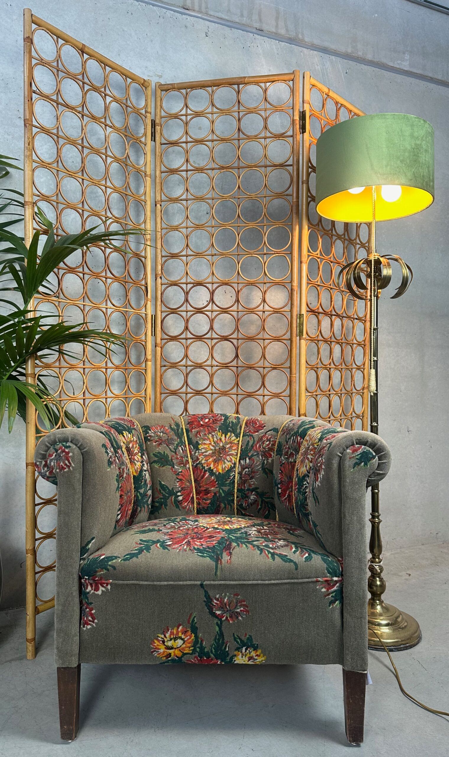 Paravent en bambou vintage