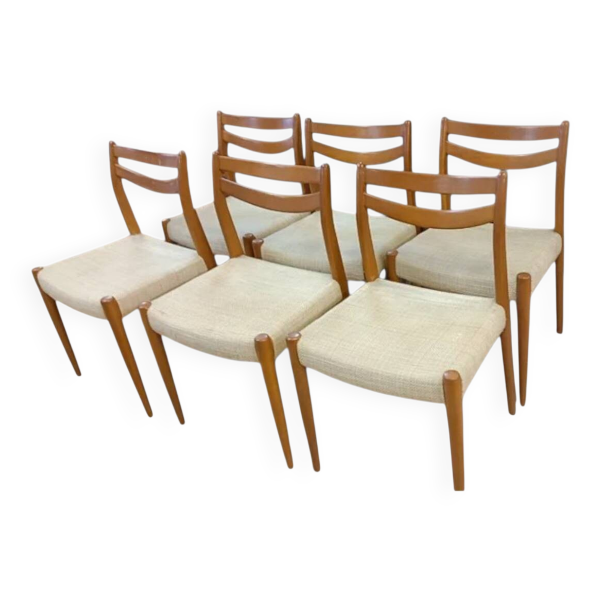 6 Chaises Scandinaves Style "Modèle 75"  - Niels Otto Møller - Teck