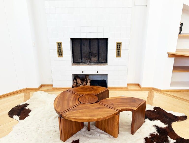 Modular "nuclear" bench + 5-piece coffee table 1940s