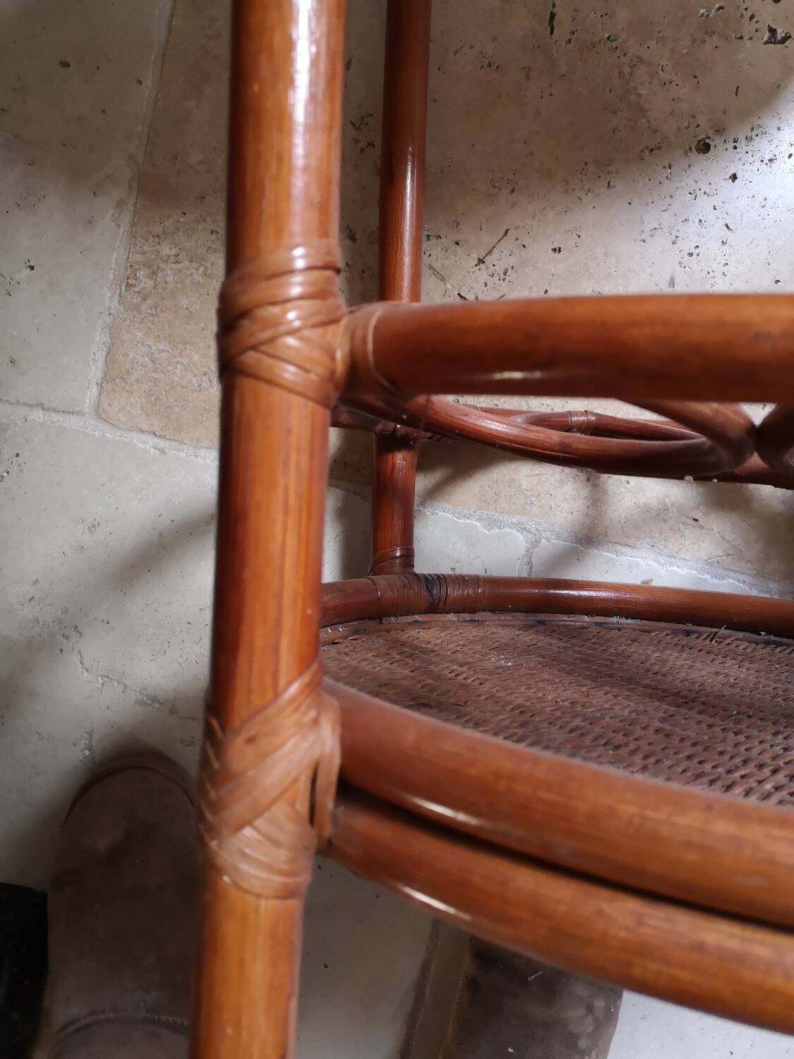 Rattan castor trolley