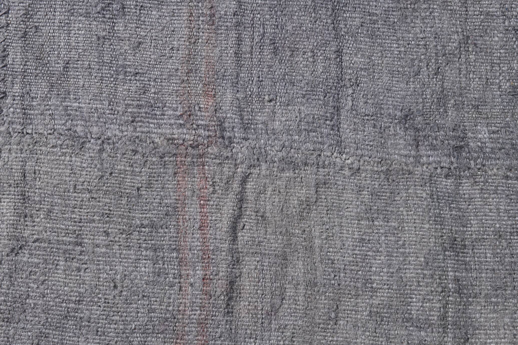 7x10 Vintage Gray & Black Modern Kilim Rug, 213x308Cm