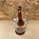 Antique clear blown glass pitcher + orange handle & foot vintage