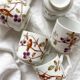 5 antique porcelain coffee cups decorated with birds