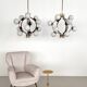 Stilnovo Italian Midcentury Chandelier, Brass & Opaline Glass, 1950s