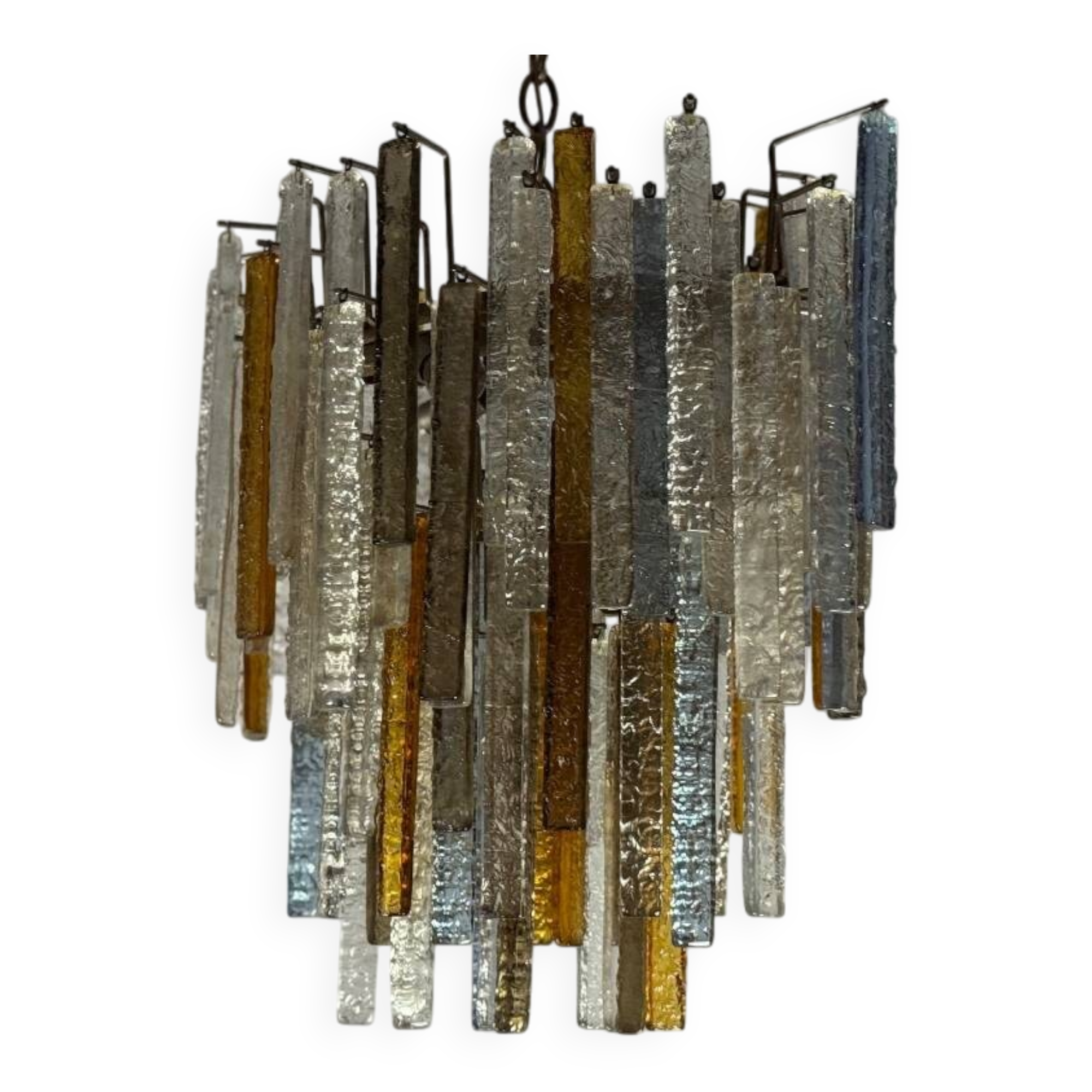 Oval-shaped Venetian chandelier in Murano glass, circa 1950, Venini