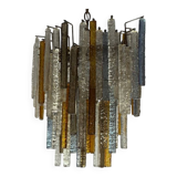 Oval-shaped Venetian chandelier in Murano glass, circa 1950, Venini