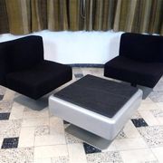 System 350 lounge chairs & side table by Herbert Hirche for Mauser, 1974, set of 3