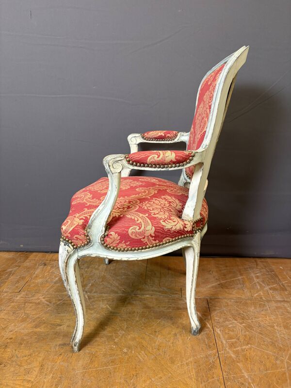 Paire de Cabriolets de Style Louis XV en Hêtre polychrome