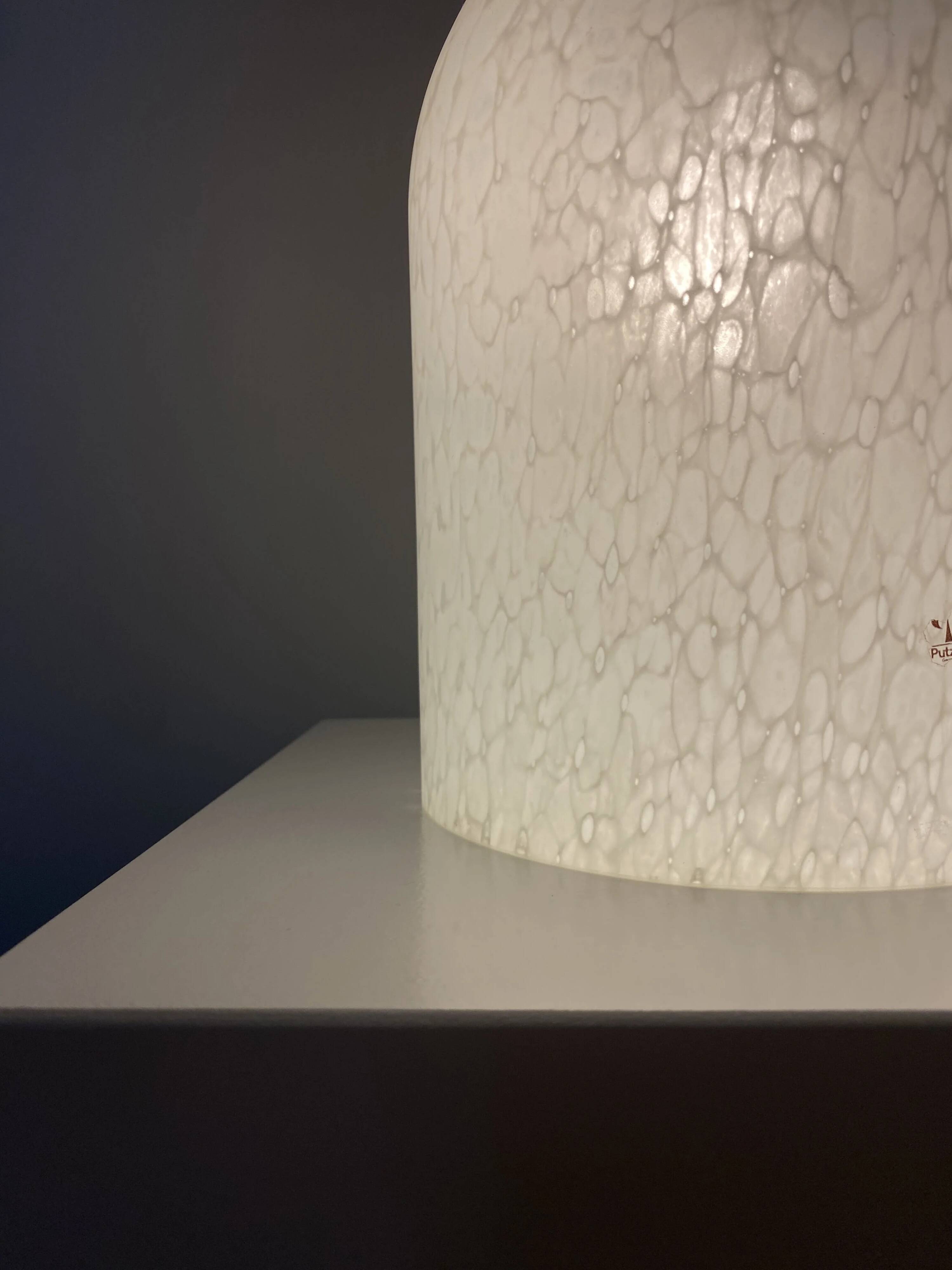 Dome table lamp in white crystal glass Peill and Putzler 1970