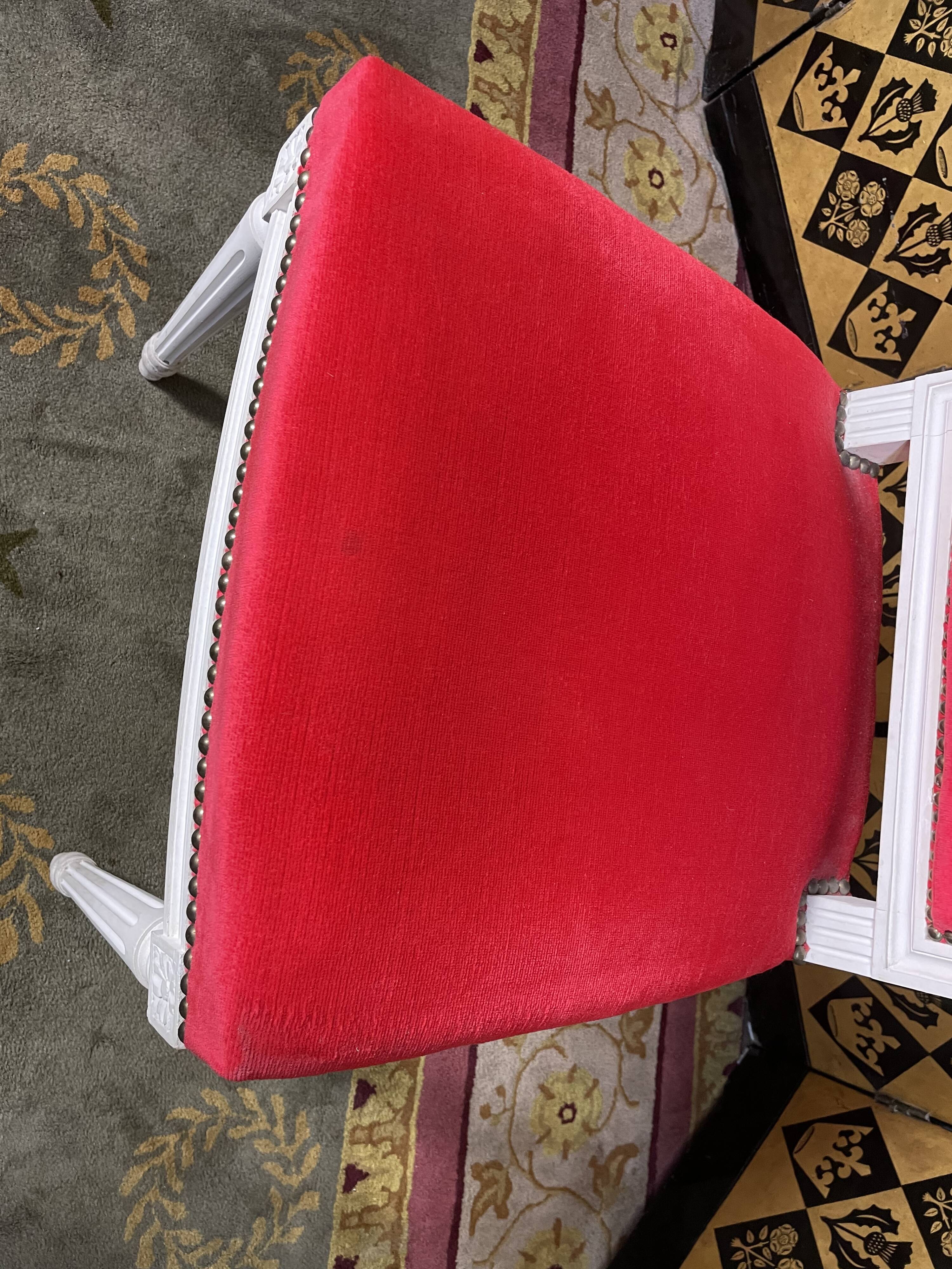 Suite of 6 Louis XVI red velvet style chairs