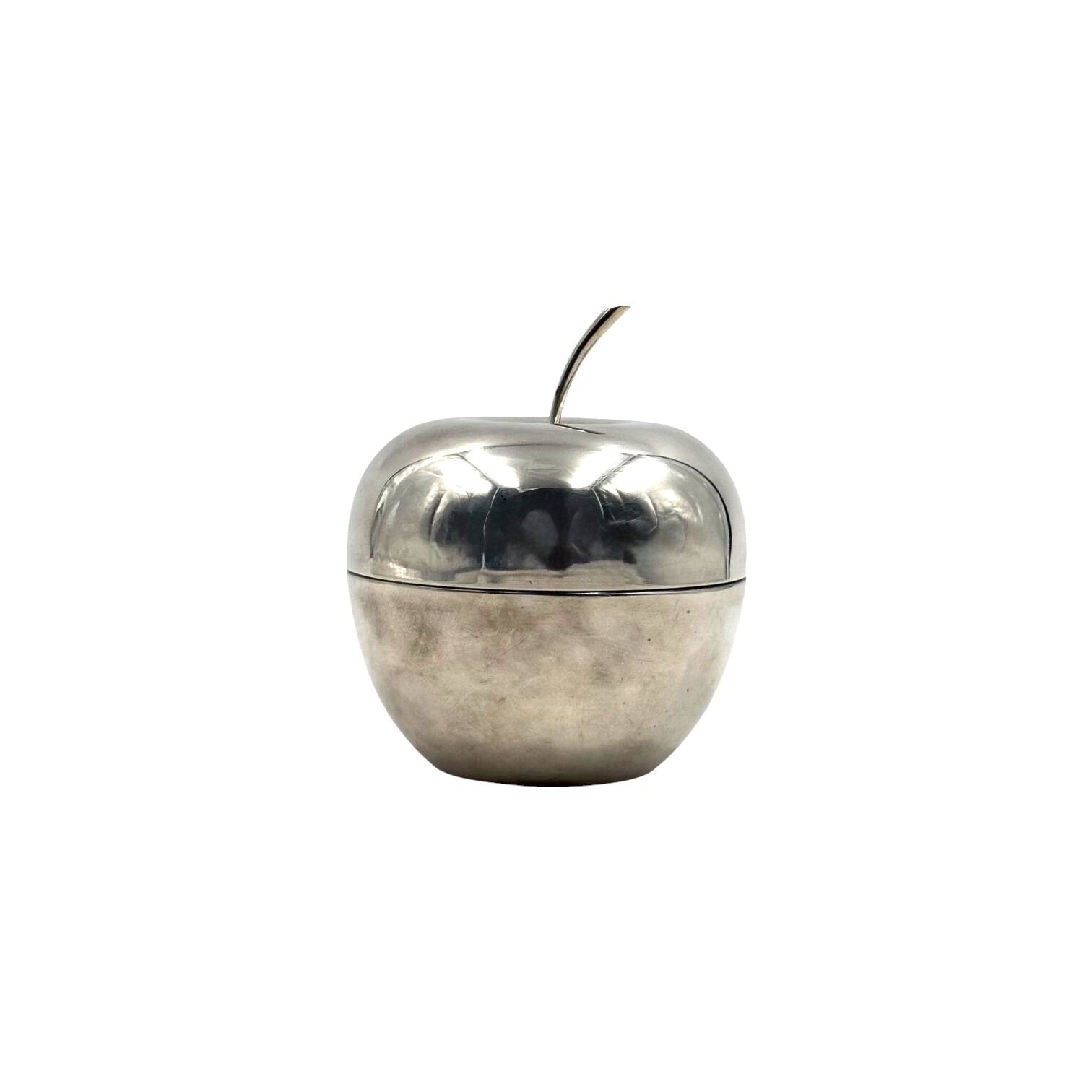 Modern silver-plated apple shaped decorative box, Christofle France 1970s